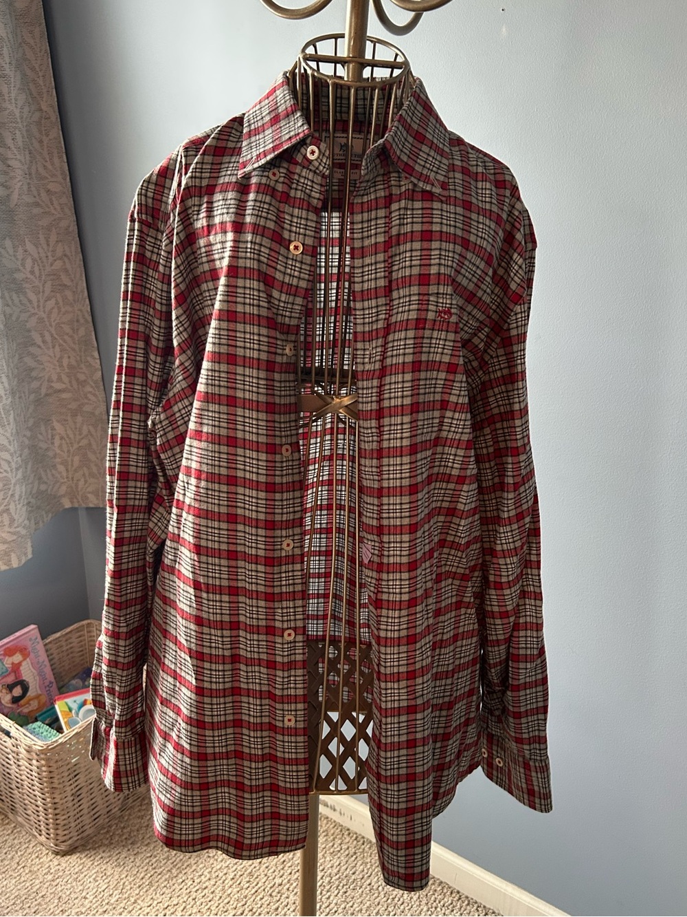 Southern Tide Red and Cream Plaid Button-Down Shirt